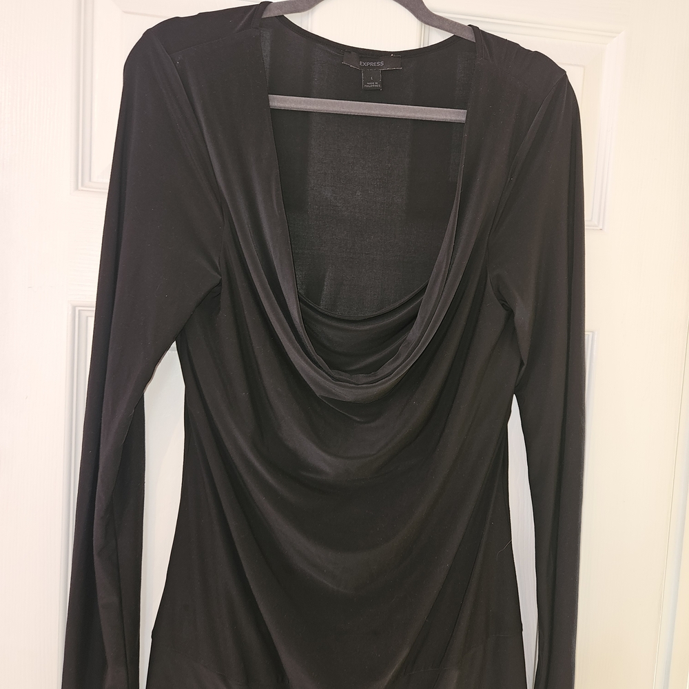 Express Elegant Black Cowl Neck Blouse